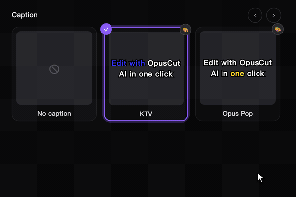 OpusCut Traditional Chinese caption color picker